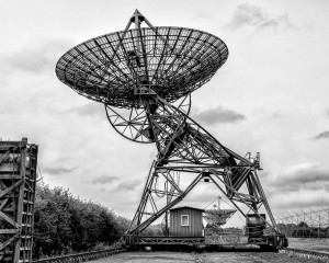 One antenna of the One-Mile Telescope and two of the Half-Mile Telescope